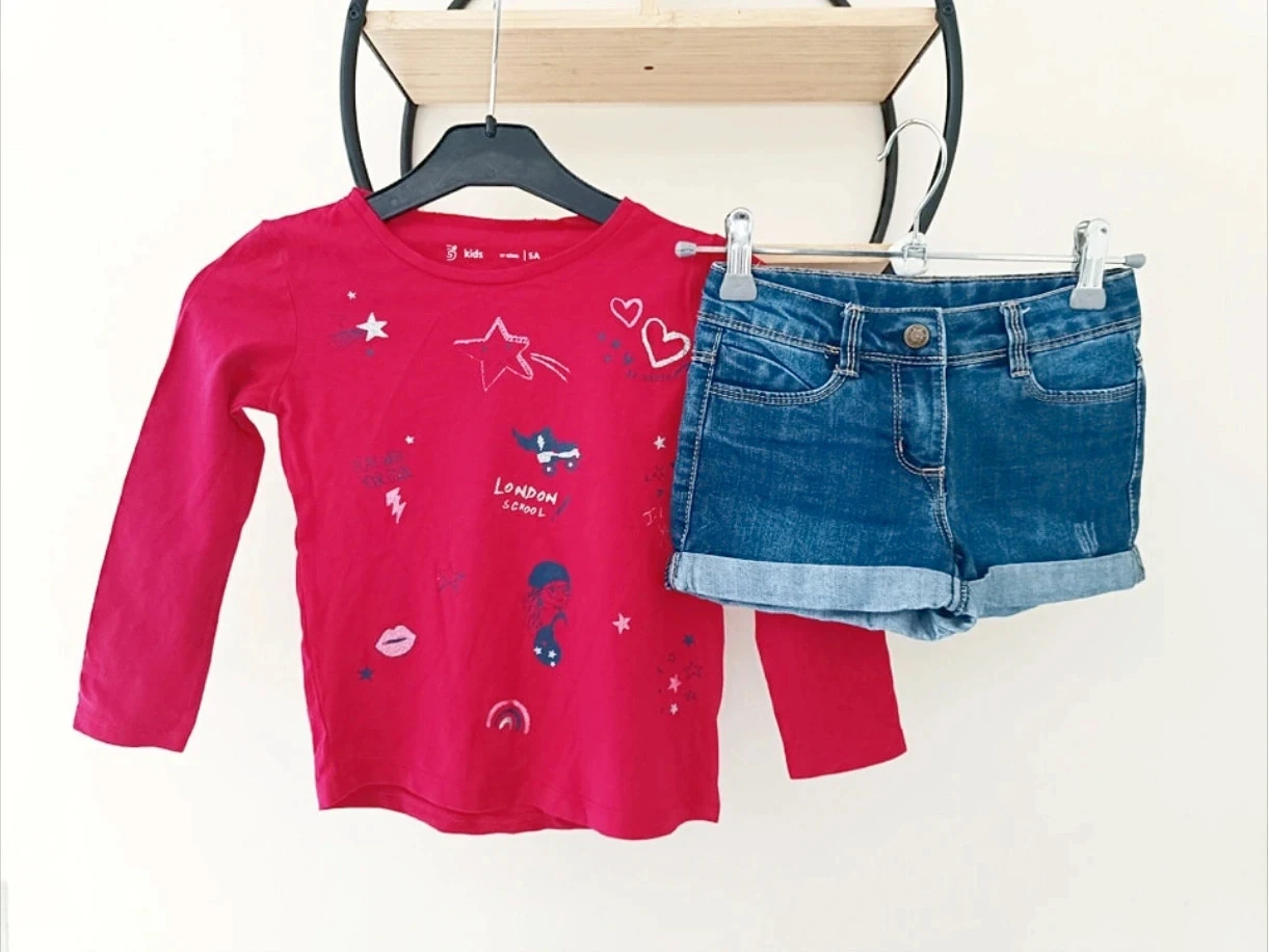 5 ans ensemble Teeshirt Gémo et short tape a l oeil